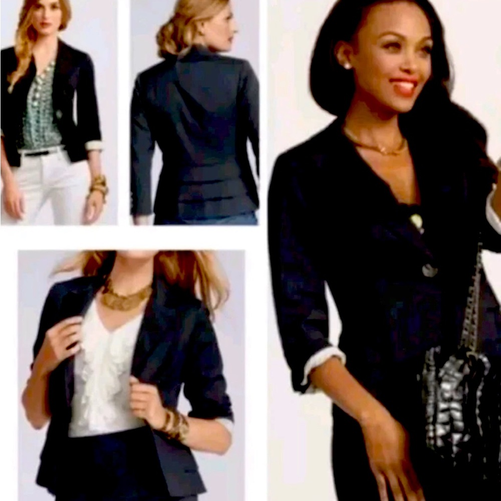 Cabi style 230.  Bossy blazer with peplum navy fully lined
